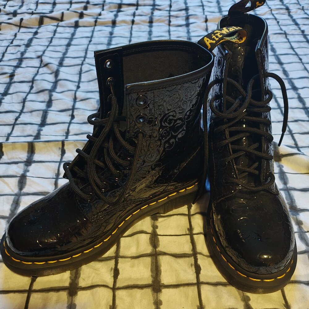 Dr. Martens 1460 Leopard Print Patent Boots